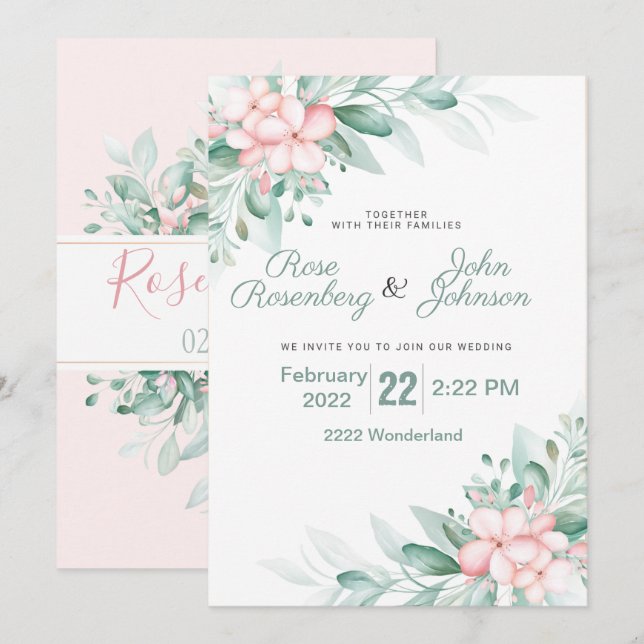 Floral Wedding Invitation (Front/Back)