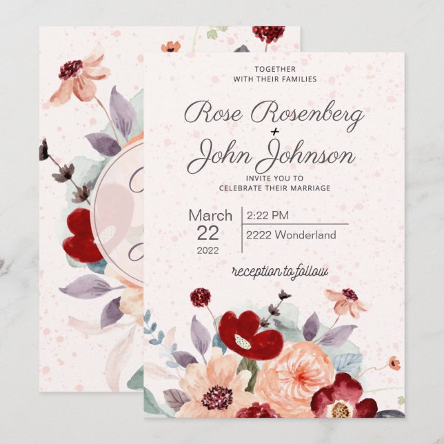 Floral Wedding Invitation (Front/Back)