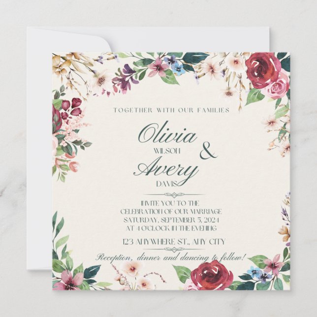  Floral Wedding Invitation (Front)