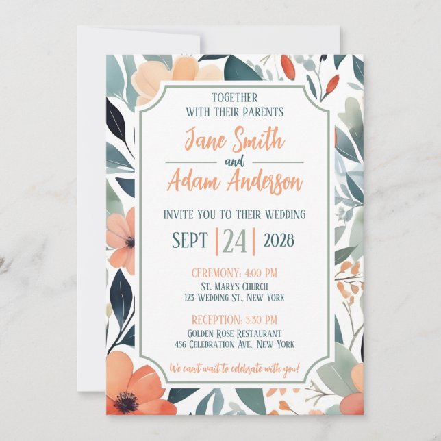 Floral Wedding Invitation (Front)