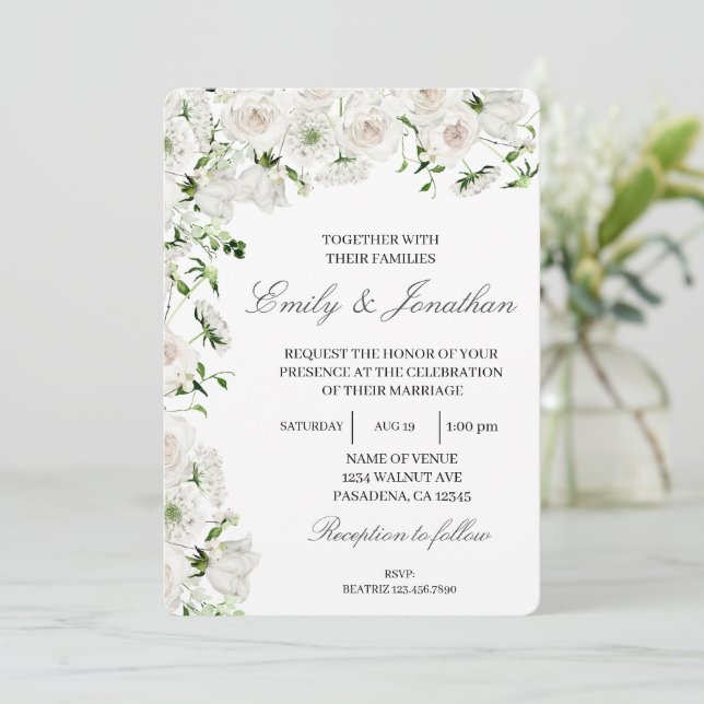 Floral wedding  invitation (Standing Front)