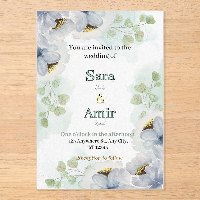 Floral wedding Invitation  (Front)