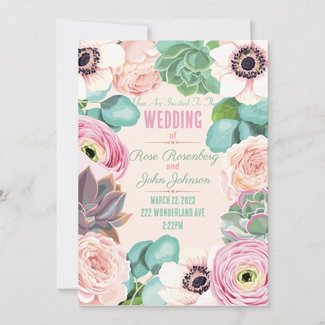 Floral Wedding Invitation (Front)