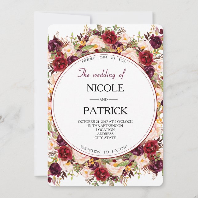 Floral Wedding Invitation (Front)