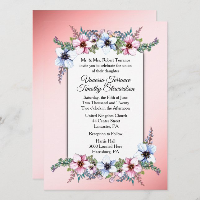 Floral Wedding Invitation (Front/Back)