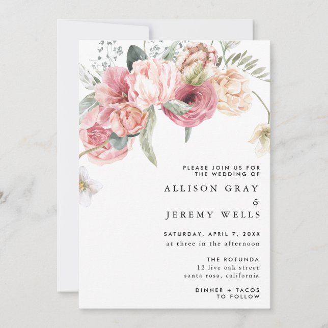 Floral Wedding Invitation | Annabeth  (Front)