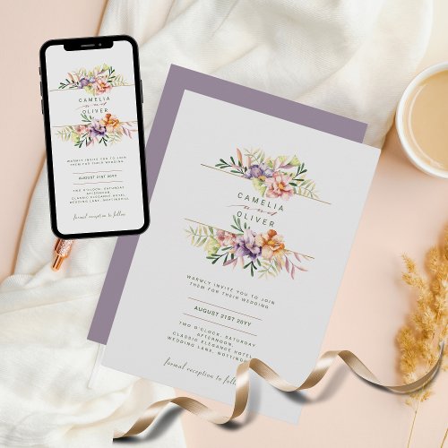 Floral Wedding Invitation BOHO Wildflowers Digital