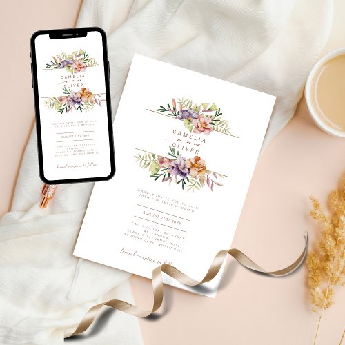 Floral Wedding Invitation BOHO Wildflowers Digital