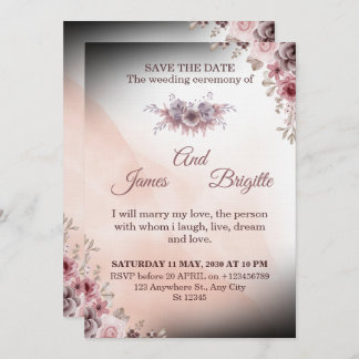Floral Wedding Invitation CARD modern design
