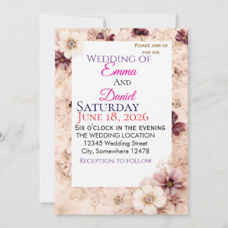 "Floral Wedding Invitation Cards - CustoInvitation