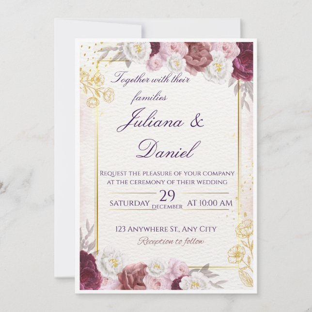 Floral Wedding Invitation – Elegant & Customizable (Front)