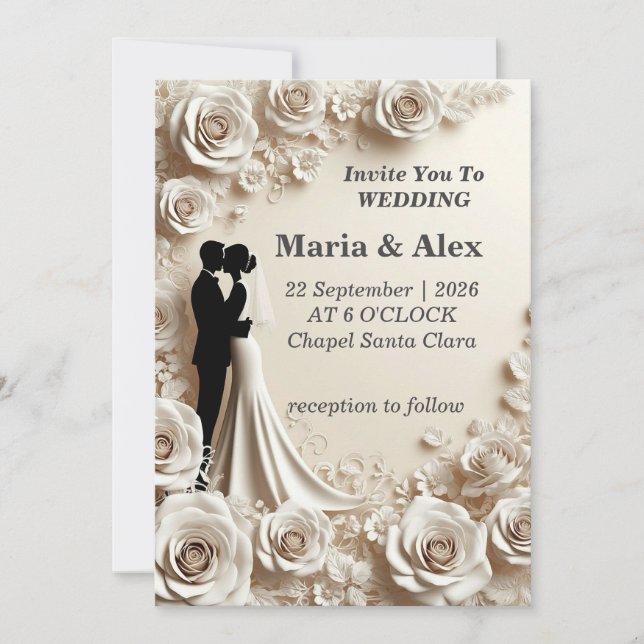 💍 Floral Wedding Invitation Elegant Romantic  (Front)