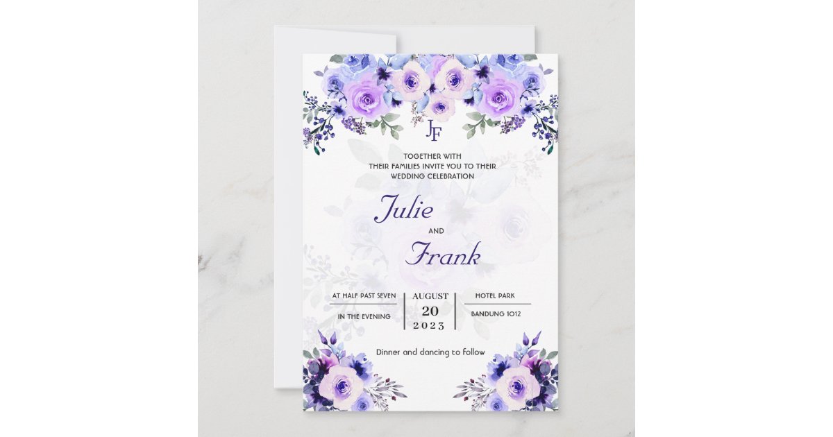 Floral Wedding Invitation Lila Zazzle