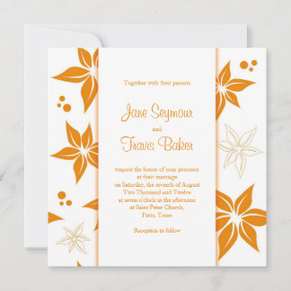 Floral Wedding Invitation - Orange & White