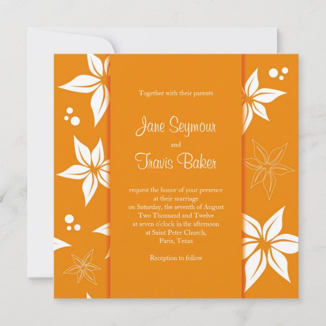 Floral Wedding Invitation - Orange & White (Front)