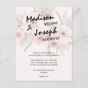 Floral Wedding Invitation Postcards by Pick_Up_Me at Zazzle