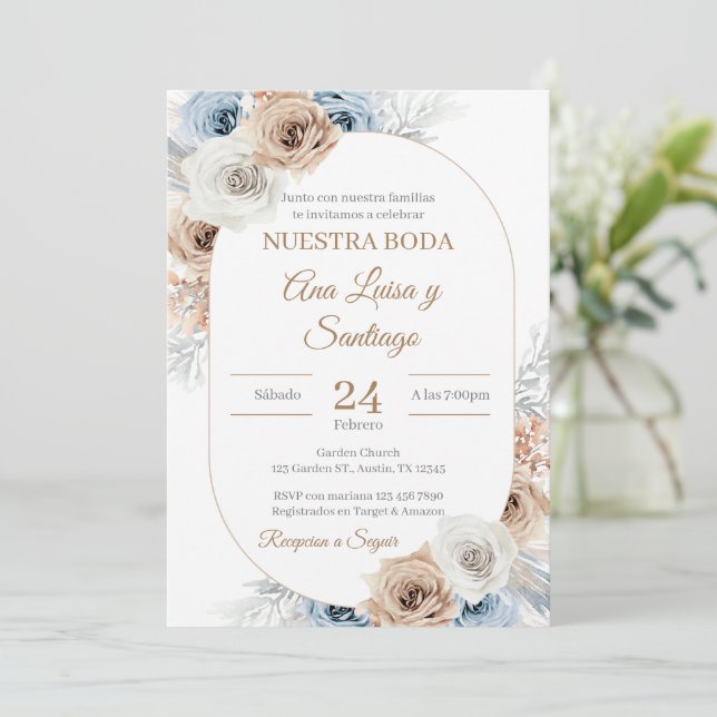 Floral Wedding Invitation Spa wedding invitation (Standing Front)