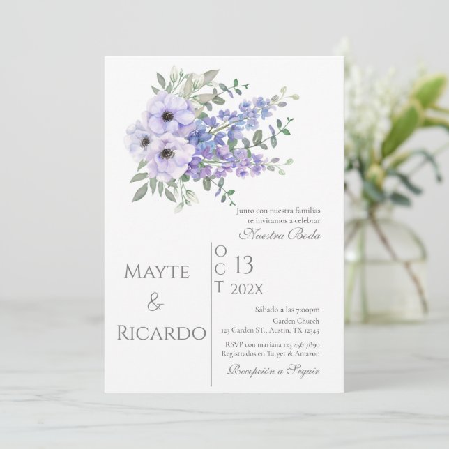 Floral Wedding Invitation Spa wedding invitation (Standing Front)