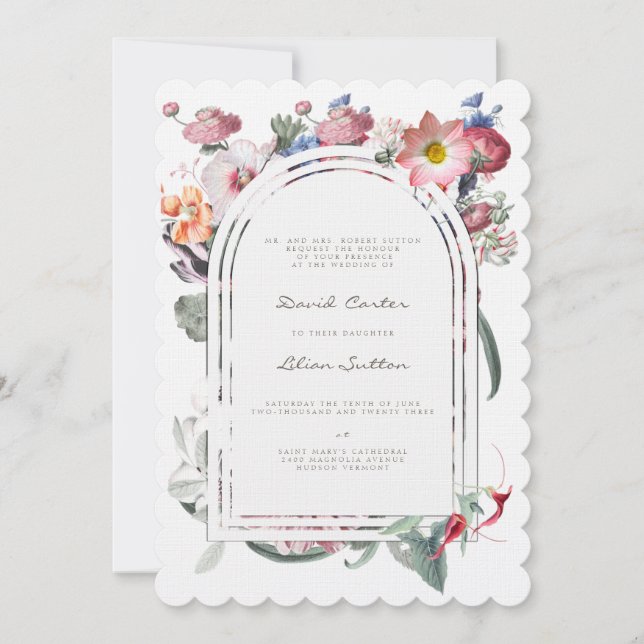 Floral Wedding Invitation, Spring/Summer Thank You Card (Front)