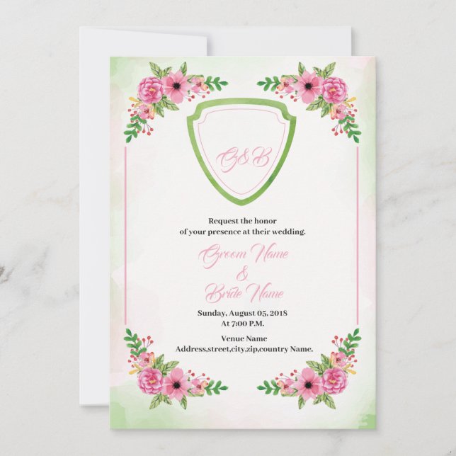 Floral Wedding Invitation Template (Front)