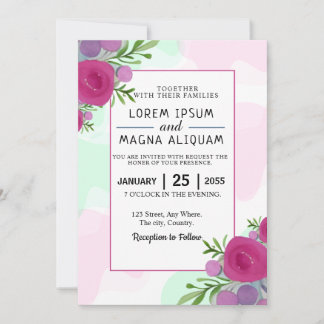 Floral wedding invitations card watercolor design