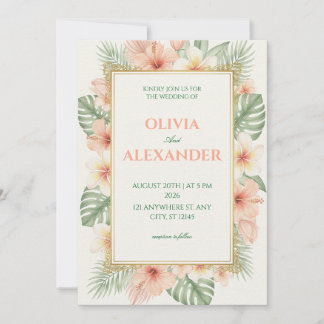 Floral Wedding Invitations Soft Tropical
