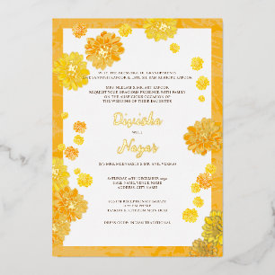 Floral Wedding Invite Card - Marigold Design