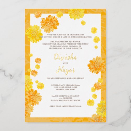 Floral Wedding Invite Card _ Marigold Design