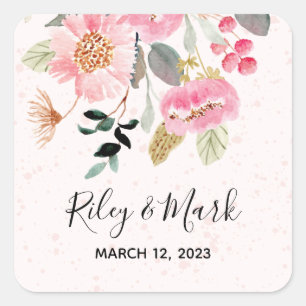 Floral Wedding Invite Sticker Envelope Seal E705