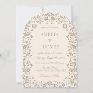 Floral Wedding Ivory Beige Invitation