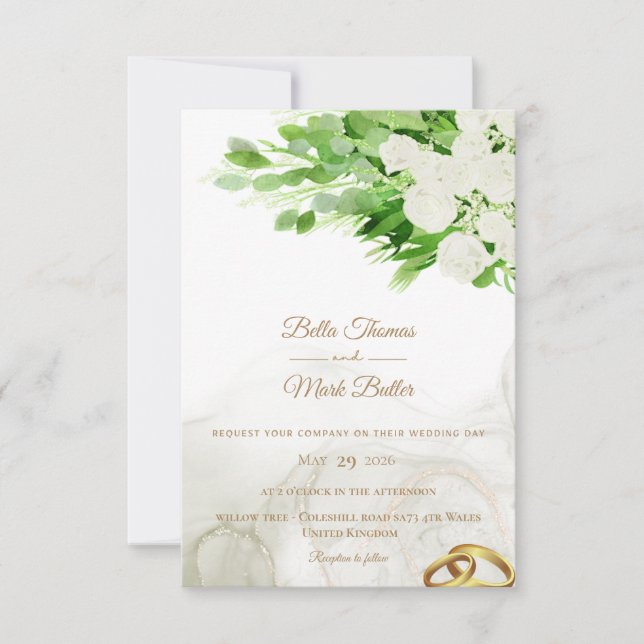 Floral wedding main invitation (Front)