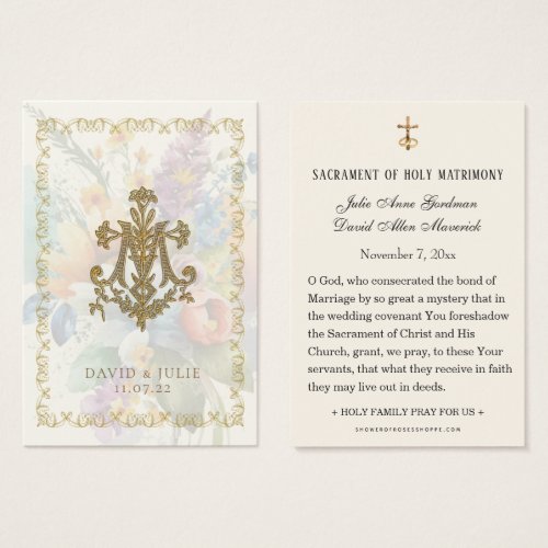 Floral Wedding Marian Cross Holy Card