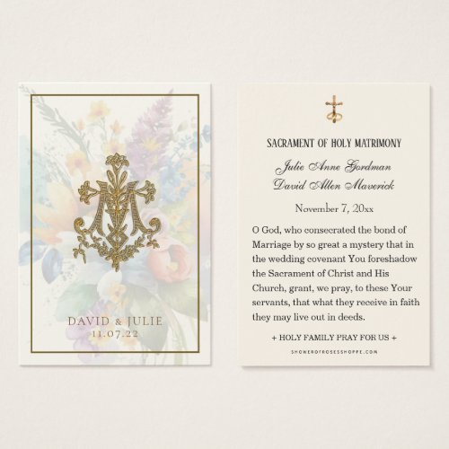 Floral Wedding Marian Cross Holy Card