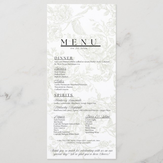 Floral Wedding Menu (Front)