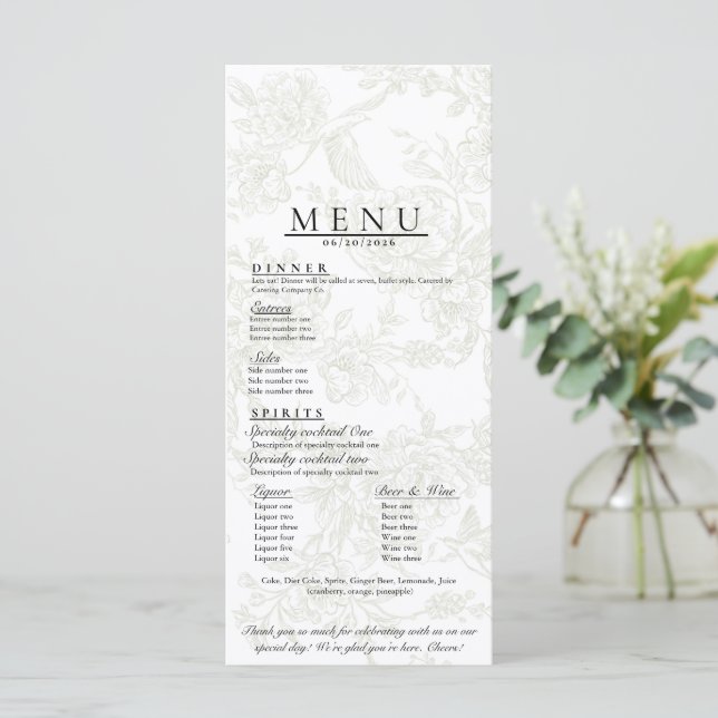 Floral Wedding Menu (Standing Front)