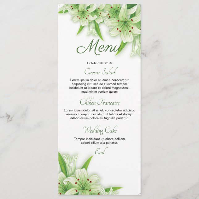 Floral Wedding Menu Card (Front)