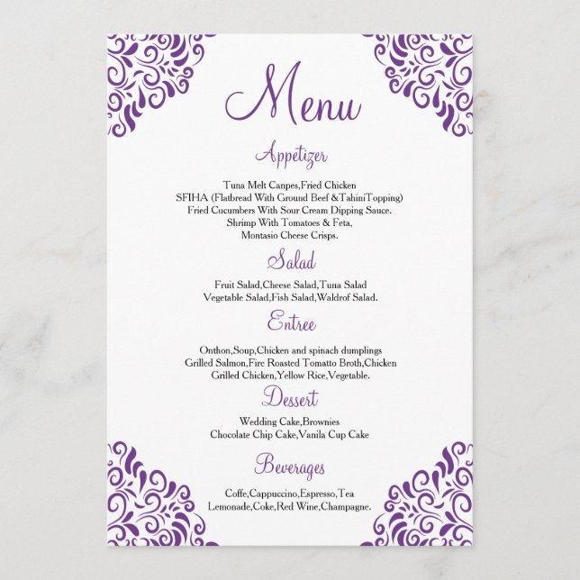 Floral Wedding Menu Card (Front)