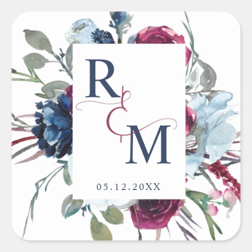 Floral Wedding Monogram Envelope Seal / Favor
