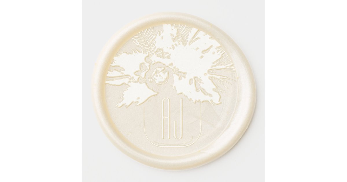Floral Wedding Monogram Wax Seal Sticker | Zazzle
