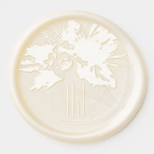 Floral Wedding Monogram Wax Seal Sticker | Zazzle