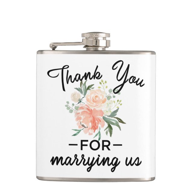 Floral Wedding Officiant Thank You Flask (Front)