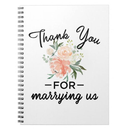 Floral Wedding Officiant Thank You Notebook