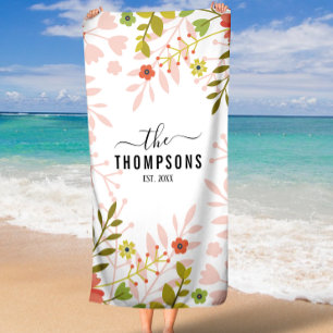 Floral Wedding or Anniversary Gift Beach Towel