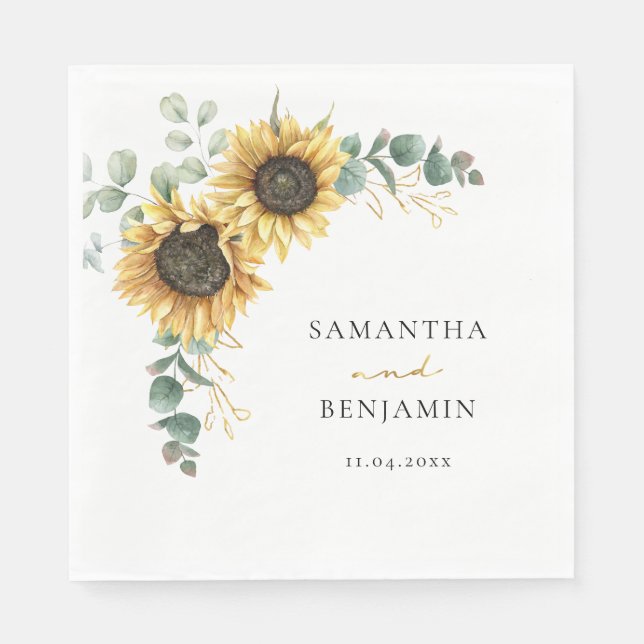 Floral Wedding Party Paper Napkins (Front)