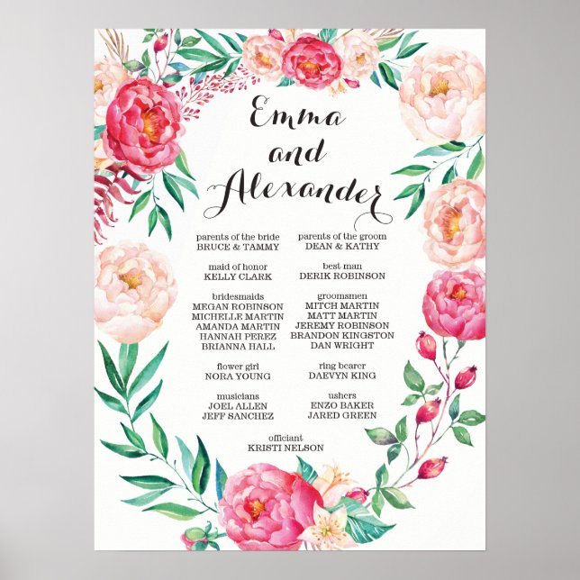 Floral Wedding Party Sign / Welcome Sign (Front)