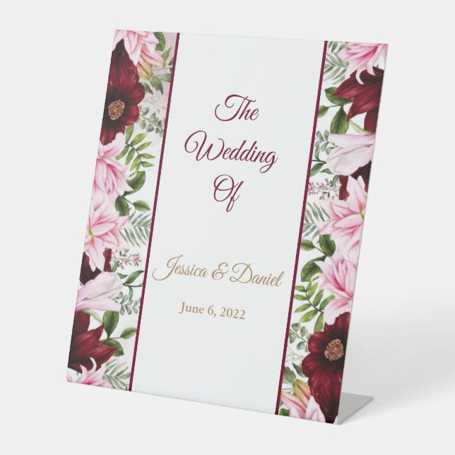 Floral Wedding   Pedestal Sign (Front)