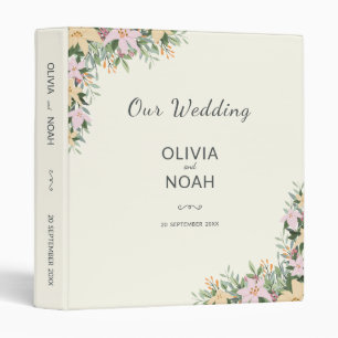 Floral wedding photo album - rustic style 3 ring binder