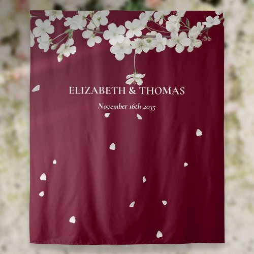Floral Wedding Photo Booth Backdrop White Blossom