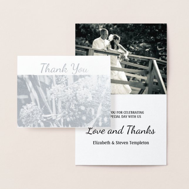 Floral Wedding Photo Thank You Foil Card (Display)