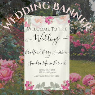Floral Wedding Pink Floral Wedding Welcome Banner